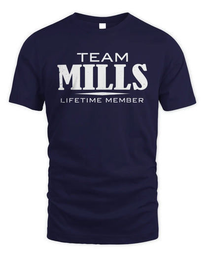 MILLS BL62-K4-128 - Personalized “Team NAME Lifetime Member” - Unisex Standard T-Shirt - Navy