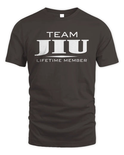 JIU BL62-K4-128 - Personalized “Team NAME Lifetime Member” - Unisex Standard T-Shirt - Dark Chocolate