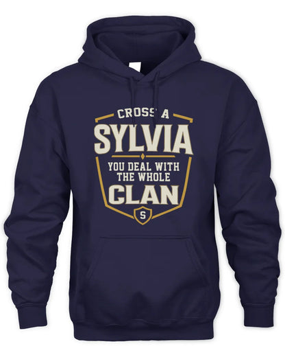 SYLVIA NT1-K008 Cross A/An NAME, You Deal With the Whole Clan | Personalized Vintage T-Shirt - Unisex Hoodie - Navy