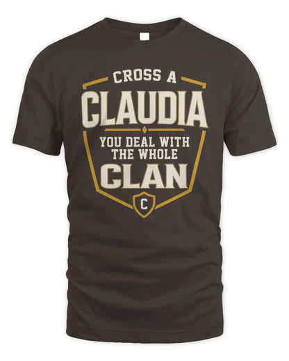 CLAUDIA NT1-K008 Cross A/An NAME, You Deal With the Whole Clan | Personalized Vintage T-Shirt - Unisex Standard T-Shirt - Dark Chocolate