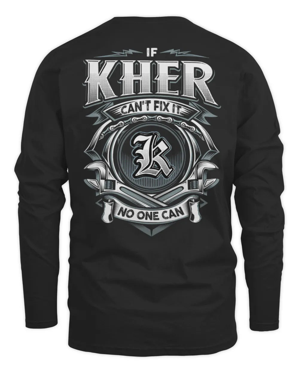 KHER AP81-K4-626 - Personalized Ahmed Quote Apparel “If Ahmed Can't Fix It, No One Can” - Men's Long Sleeved T-Shirt - Black