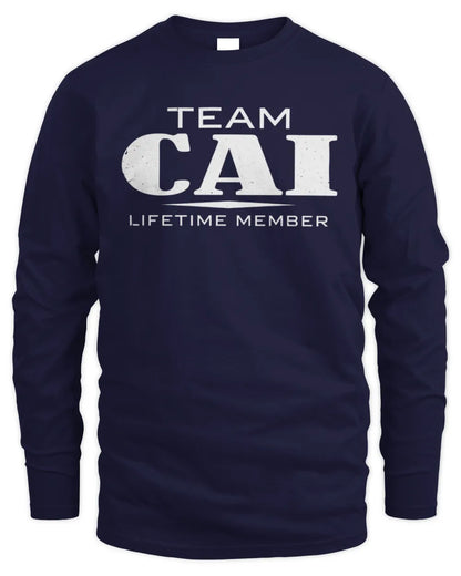 CAI BL62-K4-128 - Personalized “Team NAME Lifetime Member” - Men's Long Sleeved T-Shirt - Navy