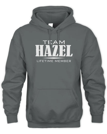 HAZEL BL62-K4-128 - Personalized “Team NAME Lifetime Member” - Unisex Hoodie - Charcoal