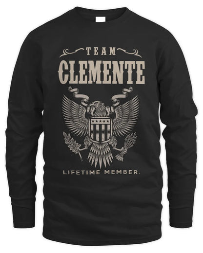 CLEMENTE TP06-K82 – Personalized Classic Style Apparel “Team NAME Lifetime Member” - Men's Long Sleeved T-Shirt - Black