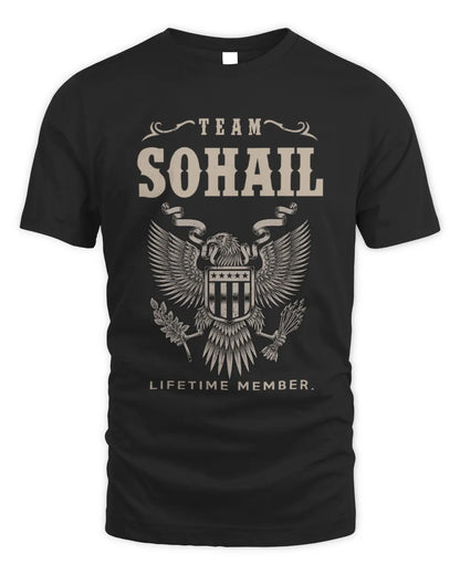 SOHAIL TP06-K82 – Personalized Classic Style Apparel “Team NAME Lifetime Member” - Unisex Standard T-Shirt - Black