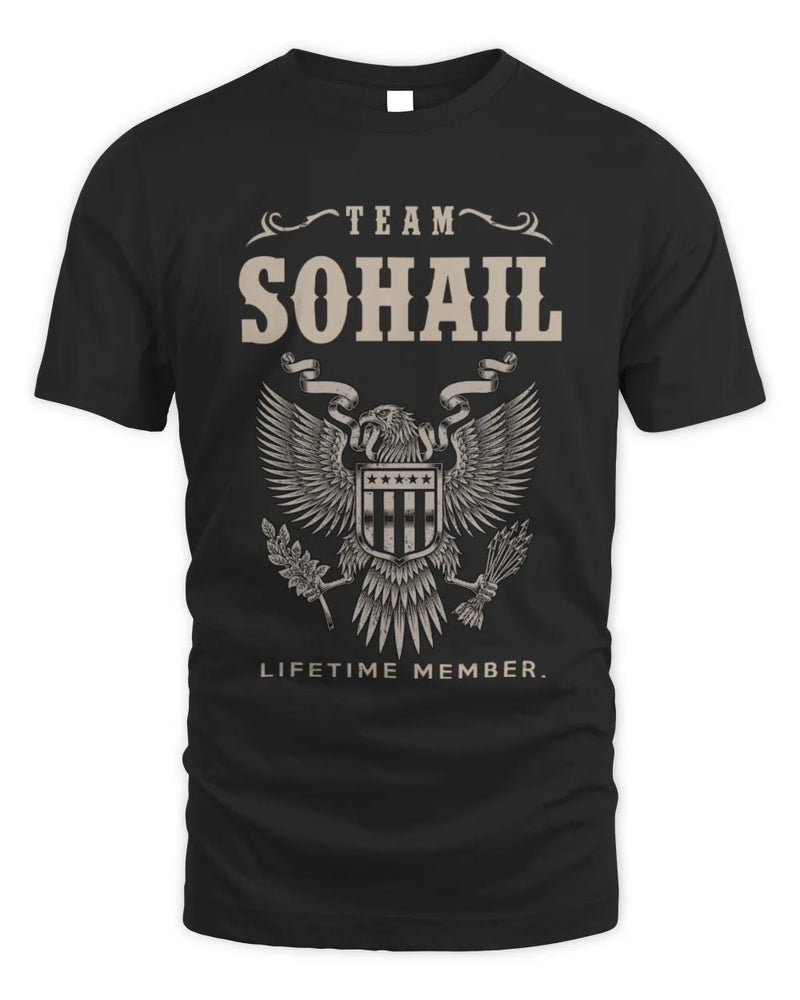 SOHAIL TP06-K82 – Personalized Classic Style Apparel “Team NAME Lifetime Member” - Unisex Standard T-Shirt - Black