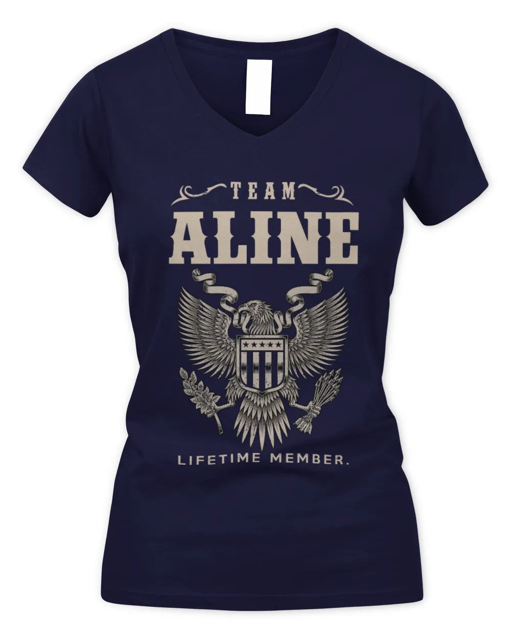 ALINE TP06-K82 – Personalized Classic Style Apparel “Team NAME Lifetime Member” - Women's V-Neck T-Shirt - Navy