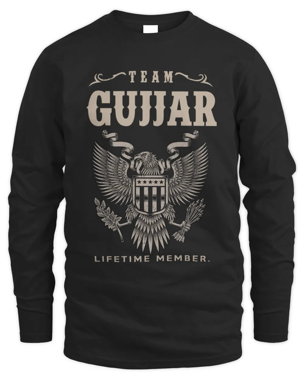 GUJJAR TP06-K82 – Personalized Classic Style Apparel “Team NAME Lifetime Member” - Men's Long Sleeved T-Shirt - Black
