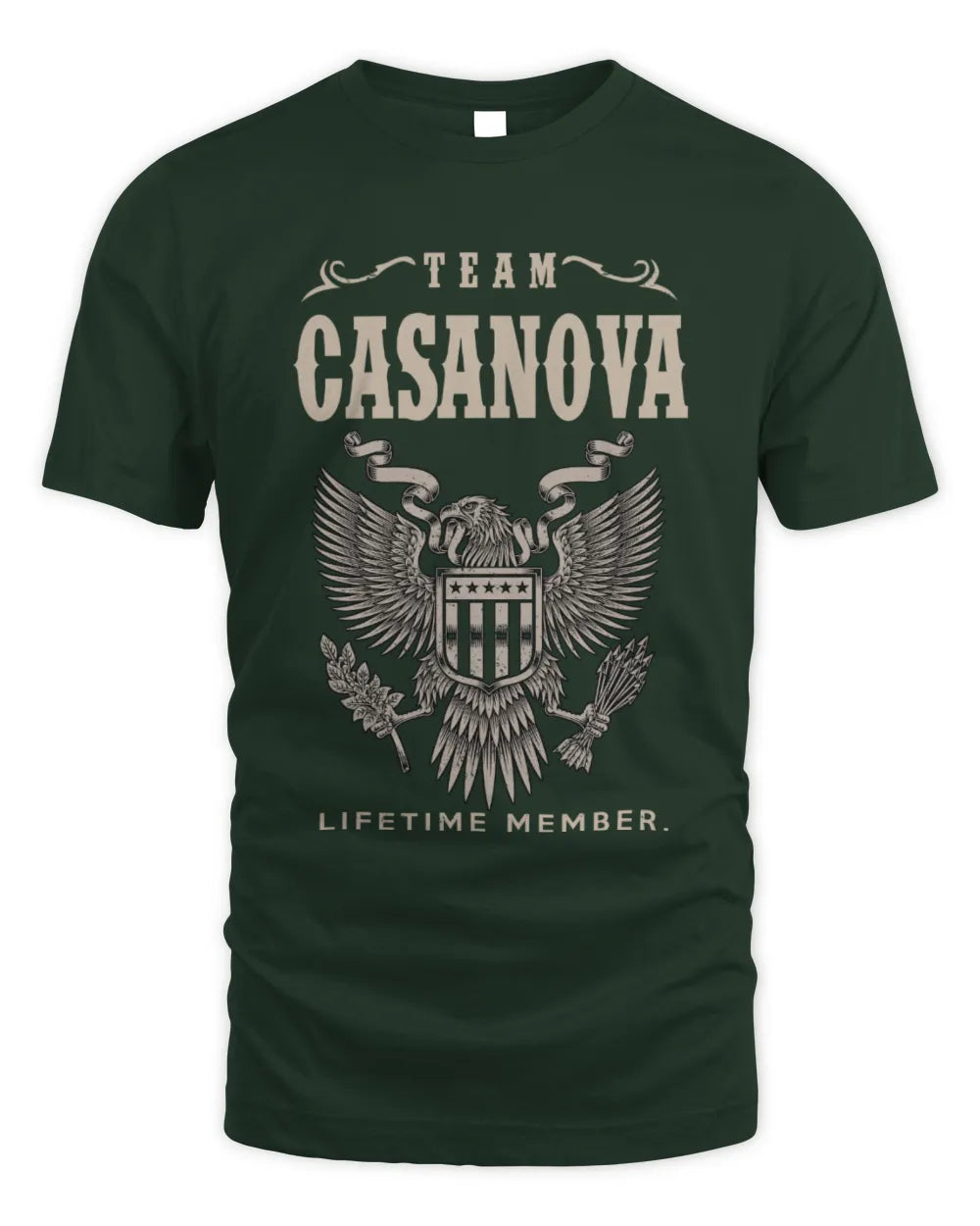 CASANOVA TP06-K82 – Personalized Classic Style Apparel “Team NAME Lifetime Member” - Unisex Standard T-Shirt - Forest Green