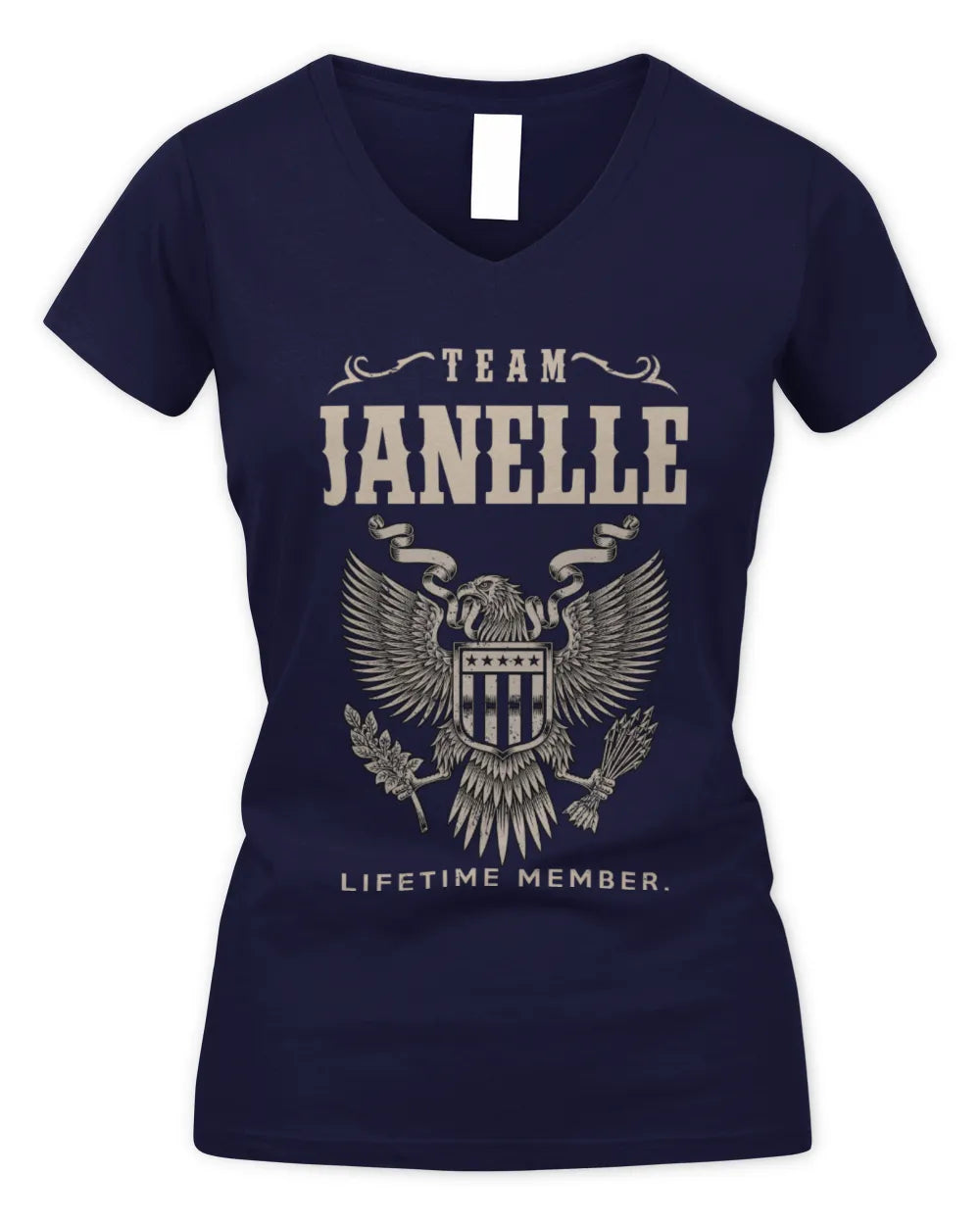 JANELLE TP06-K82 – Personalized Classic Style Apparel “Team NAME Lifetime Member” - Women's V-Neck T-Shirt - Navy