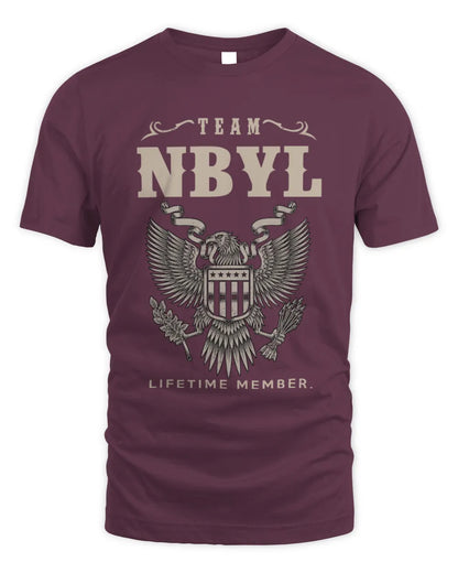 NBYL TP06-K82 – Personalized Classic Style Apparel “Team NAME Lifetime Member” - Unisex Standard T-Shirt - Maroon