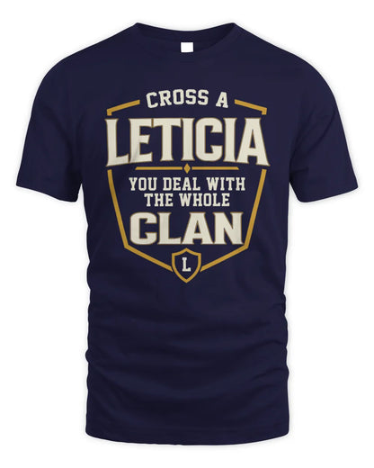 LETICIA NT1-K008 Cross A/An NAME, You Deal With the Whole Clan | Personalized Vintage T-Shirt - Unisex Standard T-Shirt - Navy