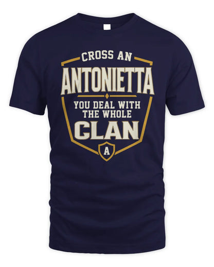 ANTONIETTA NT1-K008 Cross A/An NAME, You Deal With the Whole Clan | Personalized Vintage T-Shirt - Unisex Standard T-Shirt - Navy