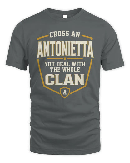 ANTONIETTA NT1-K008 Cross A/An NAME, You Deal With the Whole Clan | Personalized Vintage T-Shirt - Unisex Standard T-Shirt - Charcoal