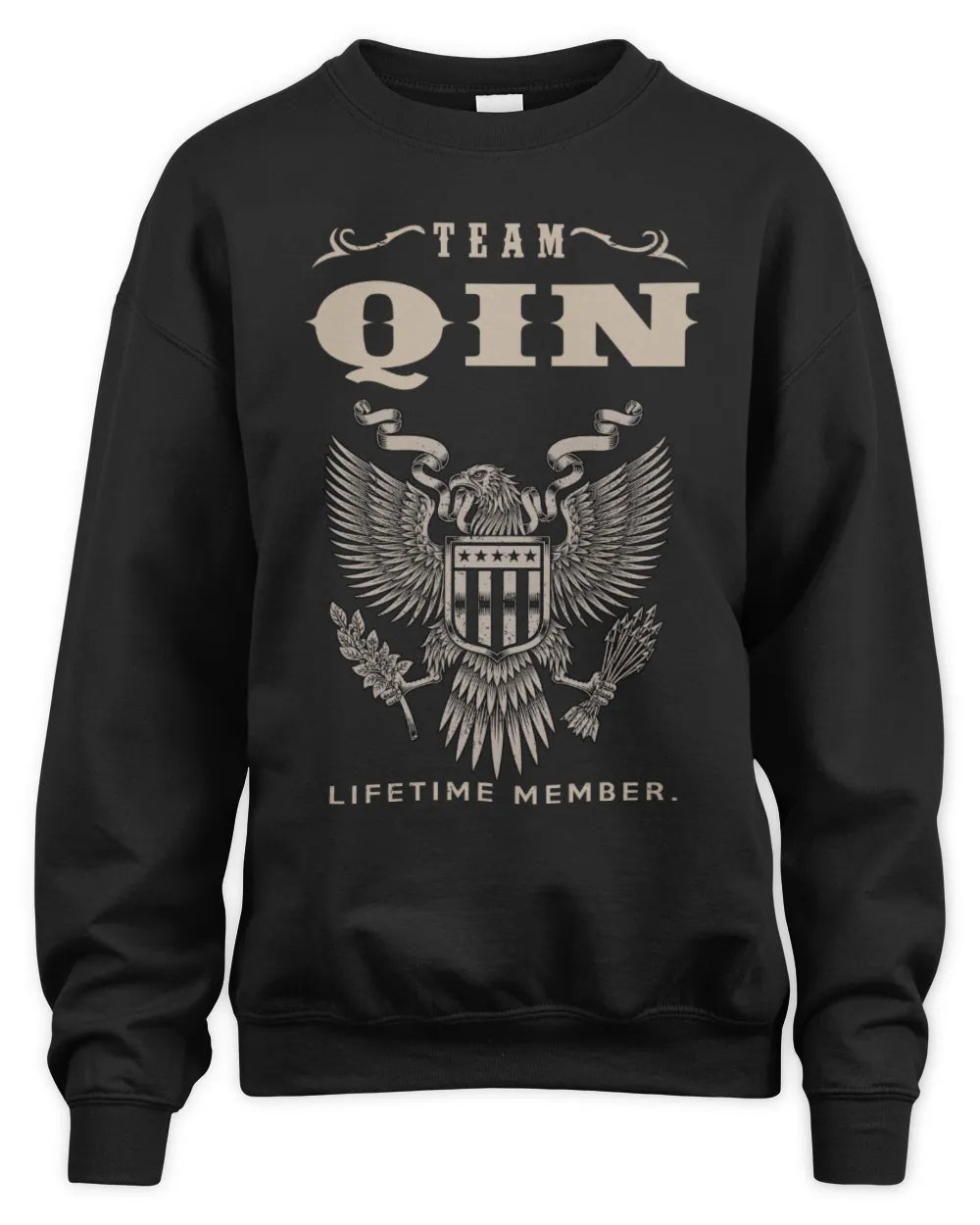 QIN TP06-K82 – Personalized Classic Style Apparel “Team NAME Lifetime Member” - Unisex Sweatshirt - Black