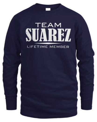 SUAREZ BL62-K4-128 - Personalized “Team NAME Lifetime Member” - Men's Long Sleeved T-Shirt - Navy