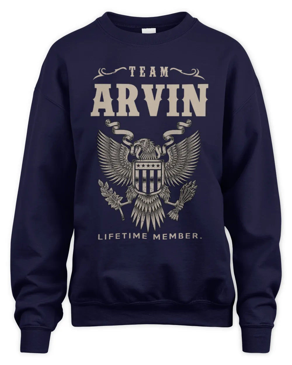 ARVIN TP06-K82 – Personalized Classic Style Apparel “Team NAME Lifetime Member” - Unisex Sweatshirt - Navy