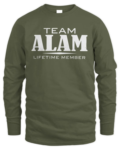 ALAM BL62-K4-128 - Personalized “Team NAME Lifetime Member” - Men's Long Sleeved T-Shirt - Military Green