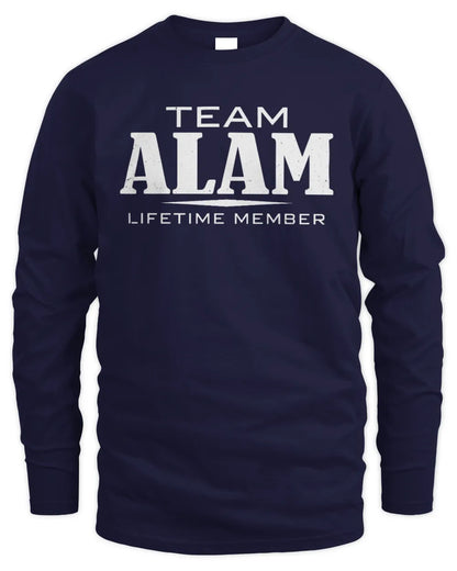 ALAM BL62-K4-128 - Personalized “Team NAME Lifetime Member” - Men's Long Sleeved T-Shirt - Navy