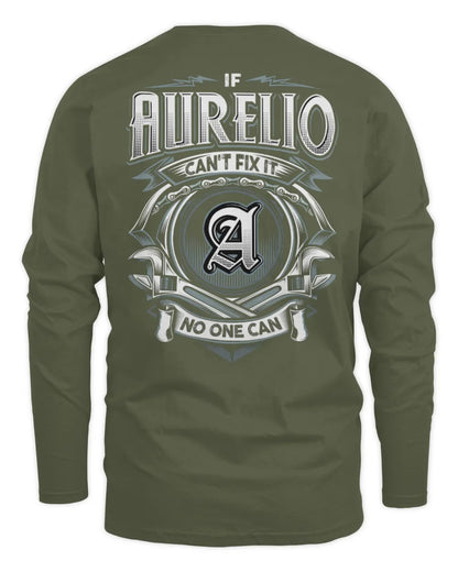 AURELIO AP81-K4-626 - Personalized Ahmed Quote Apparel “If Ahmed Can't Fix It, No One Can” - Men's Long Sleeved T-Shirt - Military Green