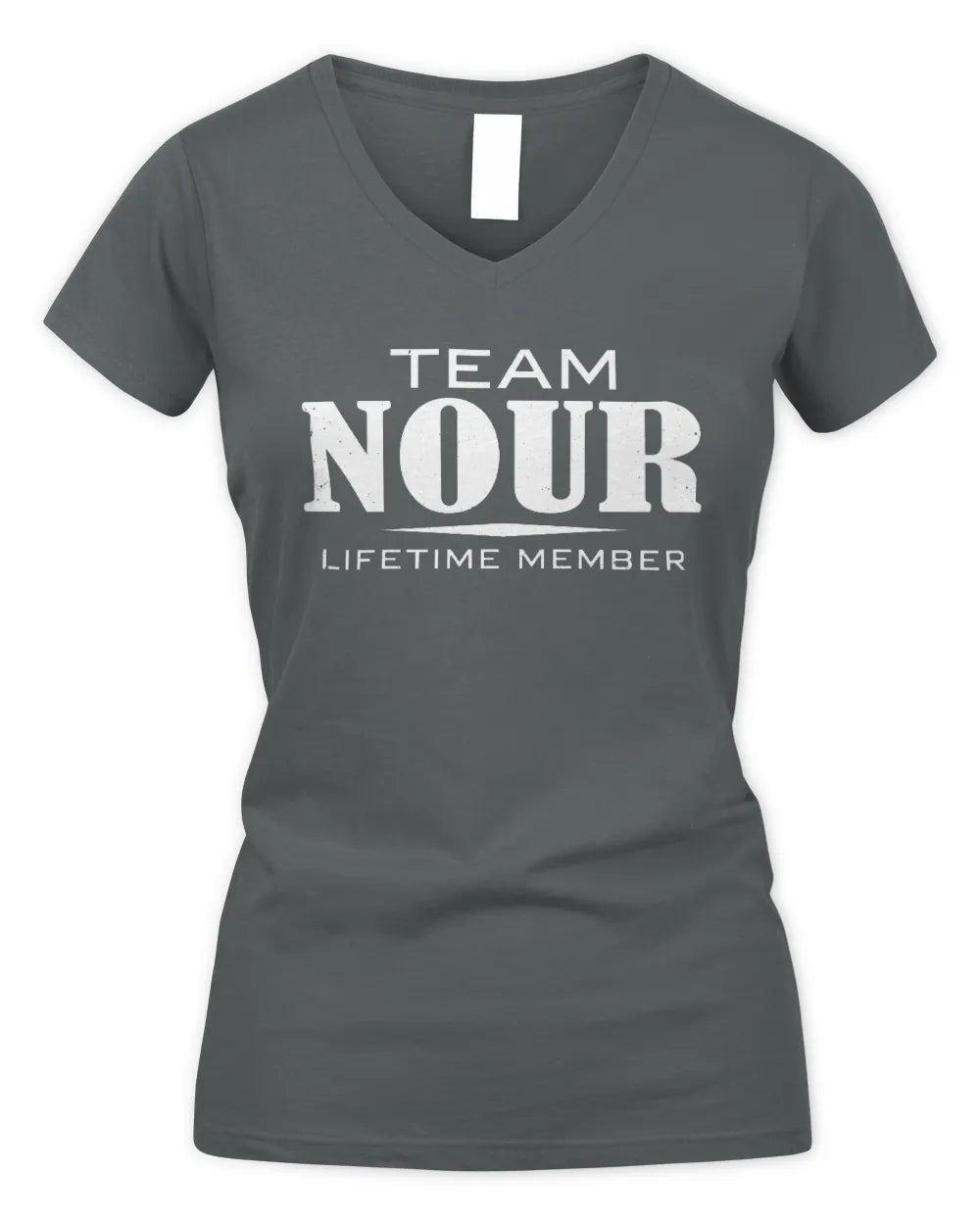 NOUR BL62-K4-128 - Personalized “Team NAME Lifetime Member” - Women's V-Neck T-Shirt - Charcoal