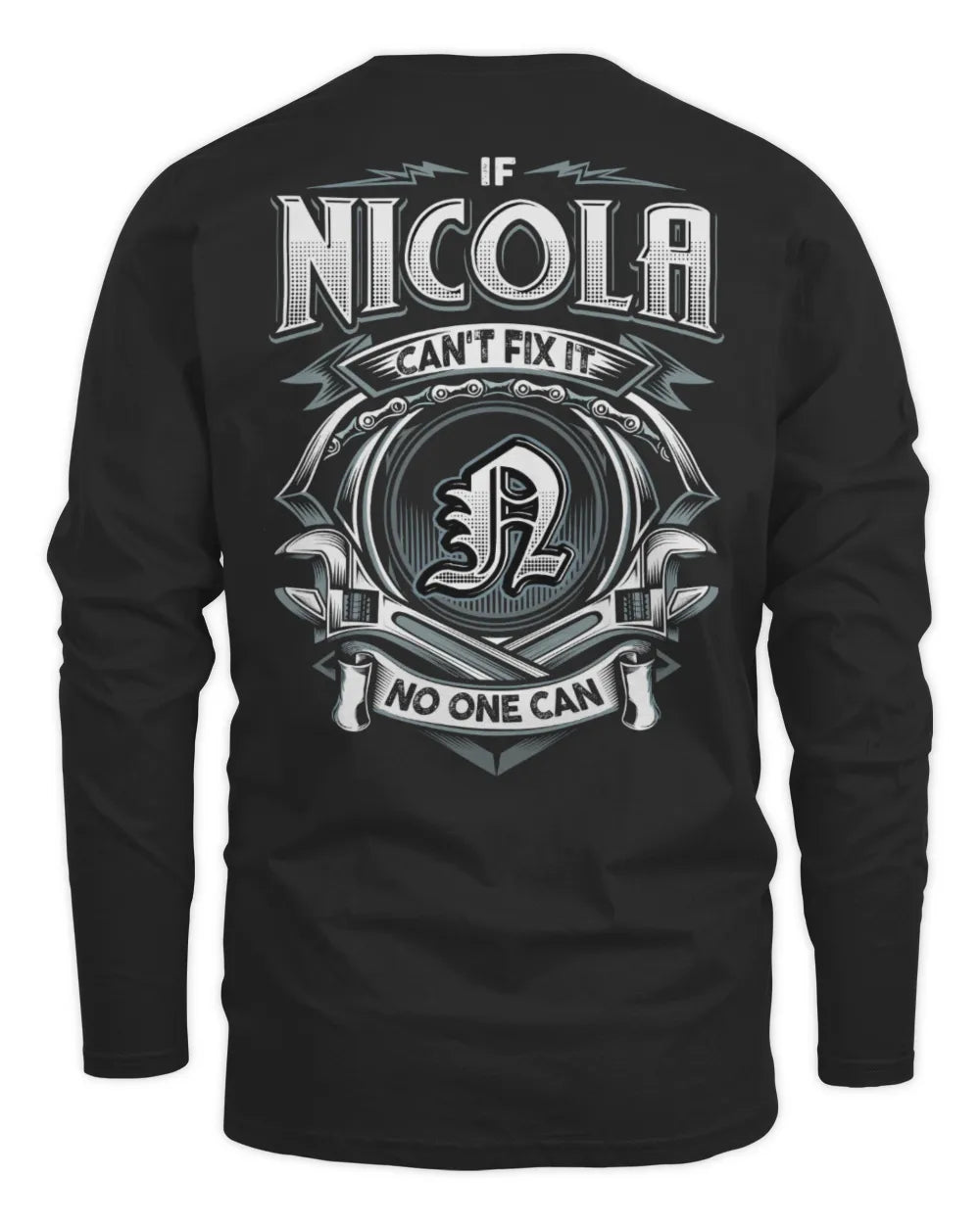 NICOLA AP81-K4-626 - Personalized Ahmed Quote Apparel “If Ahmed Can't Fix It, No One Can” - Men's Long Sleeved T-Shirt - Black