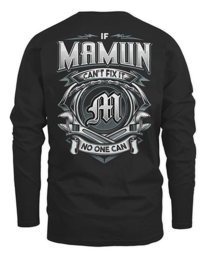 MAMUN AP81-K4-626 - Personalized Ahmed Quote Apparel “If Ahmed Can't Fix It, No One Can” - Men's Long Sleeved T-Shirt - Black