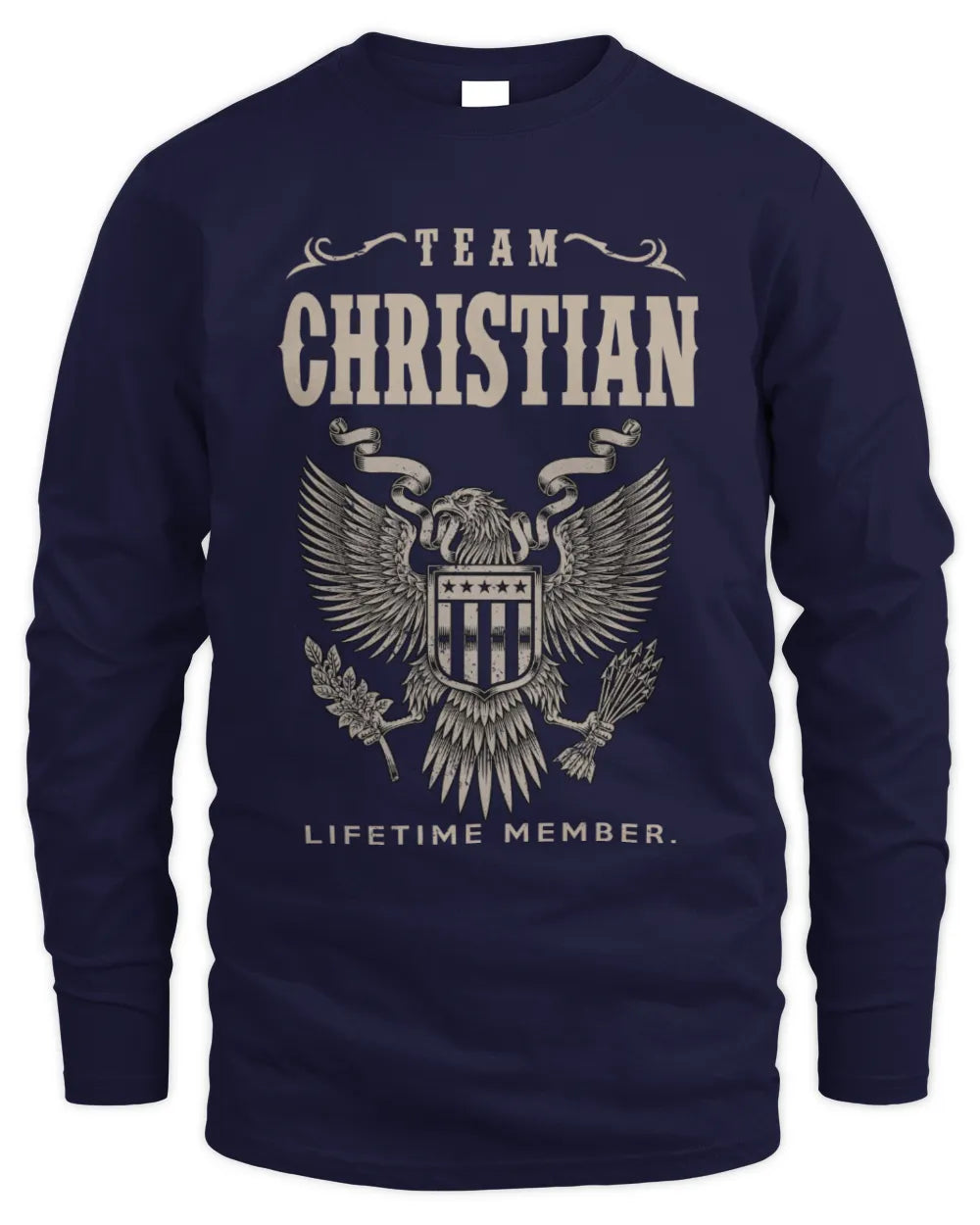 CHRISTIAN TP06-K82 – Personalized Classic Style Apparel “Team NAME Lifetime Member” - Men's Long Sleeved T-Shirt - Navy