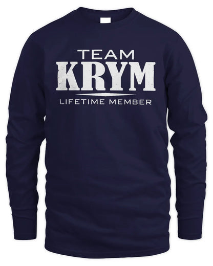 KRYM BL62-K4-128 - Personalized “Team NAME Lifetime Member” - Men's Long Sleeved T-Shirt - Navy