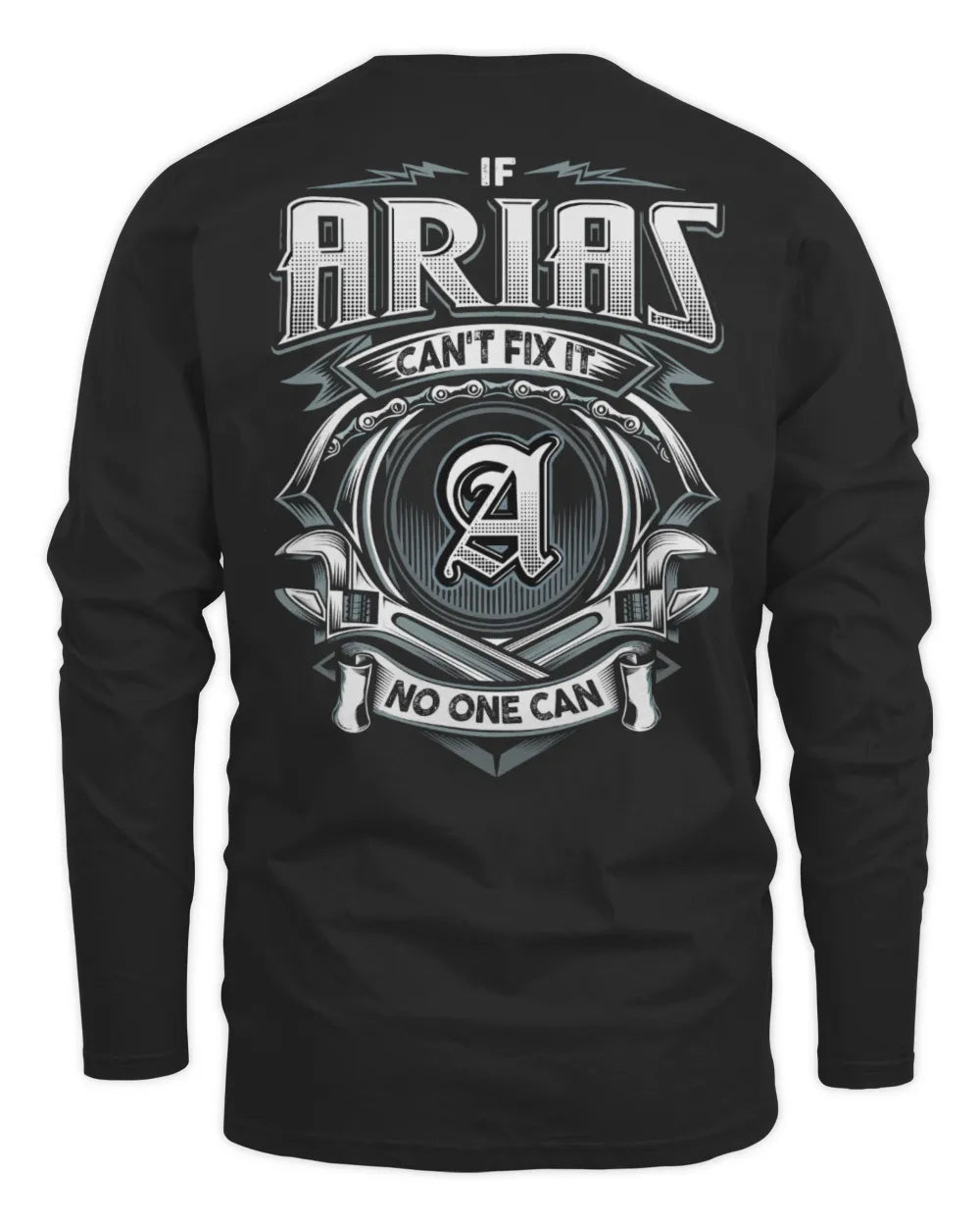 ARIAS AP81-K4-626 - Personalized Ahmed Quote Apparel “If Ahmed Can't Fix It, No One Can” - Men's Long Sleeved T-Shirt - Black