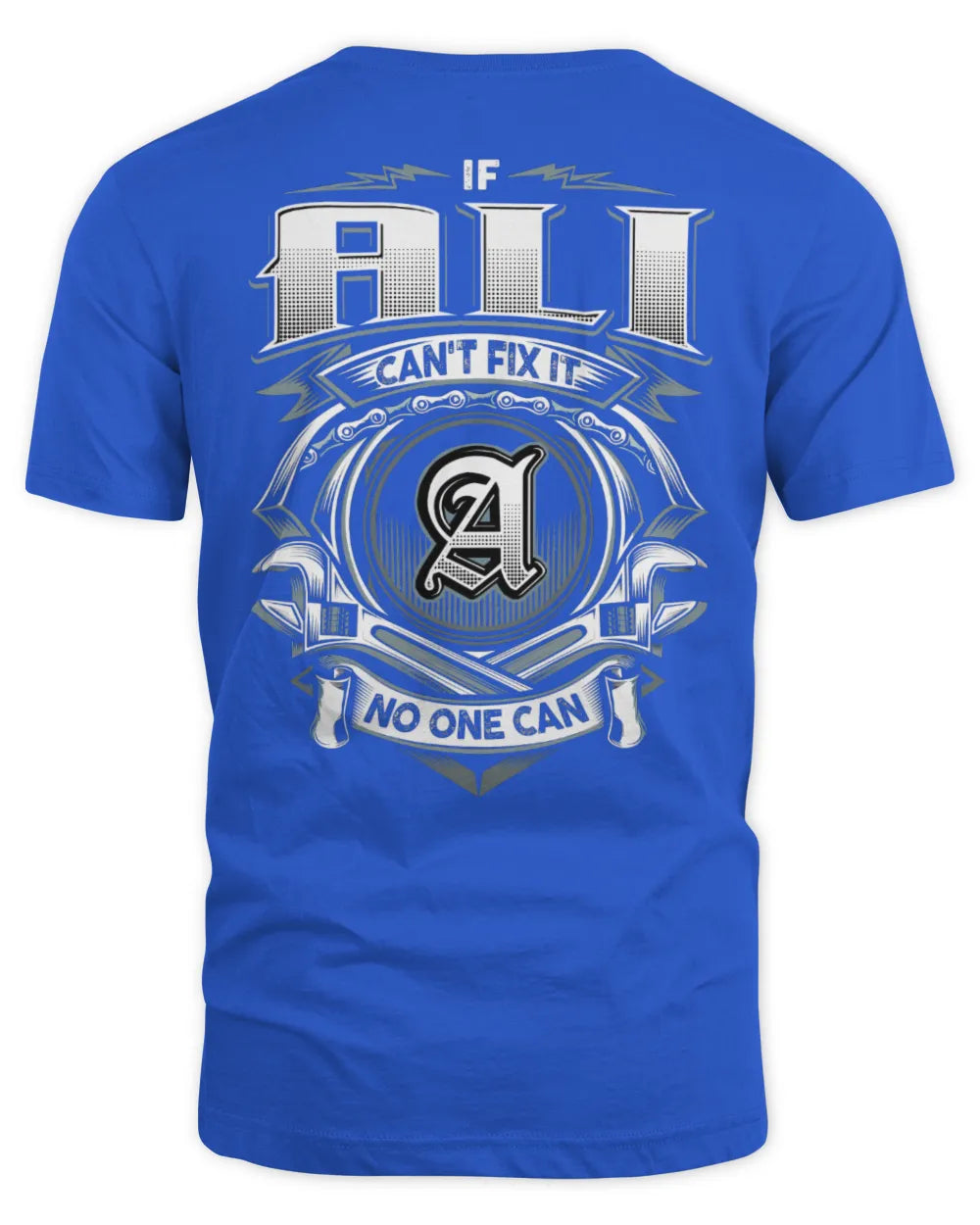 ALI AP81-K4-626 - Personalized Ahmed Quote Apparel “If Ahmed Can't Fix It, No One Can” - Unisex Standard T-Shirt - Royal
