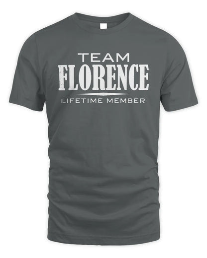 FLORENCE BL62-K4-128 - Personalized “Team NAME Lifetime Member” - Unisex Standard T-Shirt - Charcoal