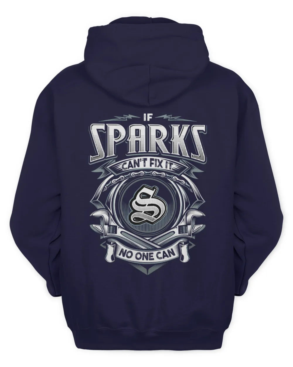 SPARKS AP81-K4-626 - Personalized Ahmed Quote Apparel “If Ahmed Can't Fix It, No One Can” - Unisex Hoodie - Navy