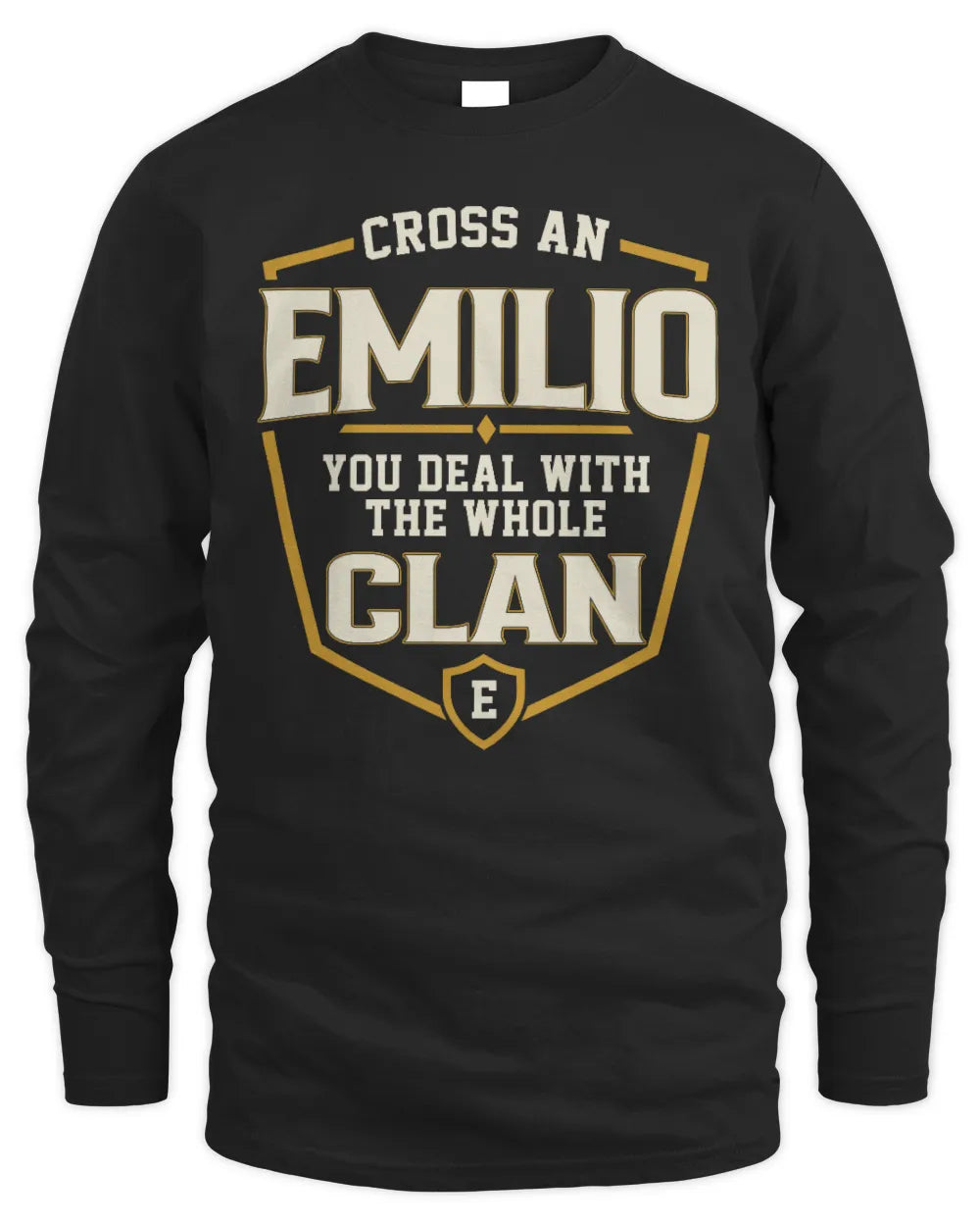 EMILIO NT1-K008 Cross A/An NAME, You Deal With the Whole Clan | Personalized Vintage T-Shirt - Men's Long Sleeved T-Shirt - Black