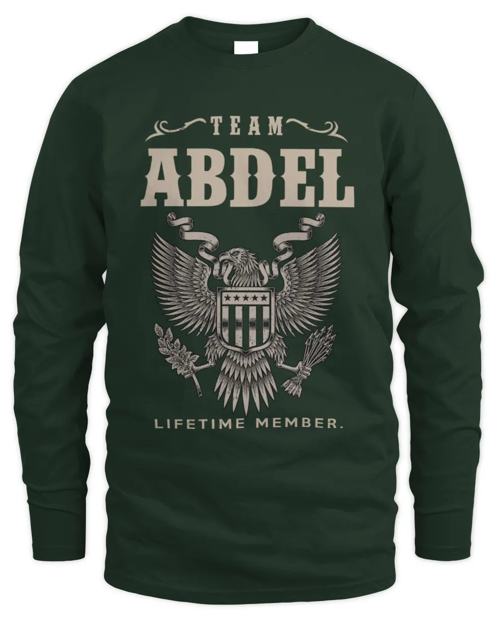 ABDEL TP06-K82 – Personalized Classic Style Apparel “Team NAME Lifetime Member” - Men's Long Sleeved T-Shirt - Forest Green