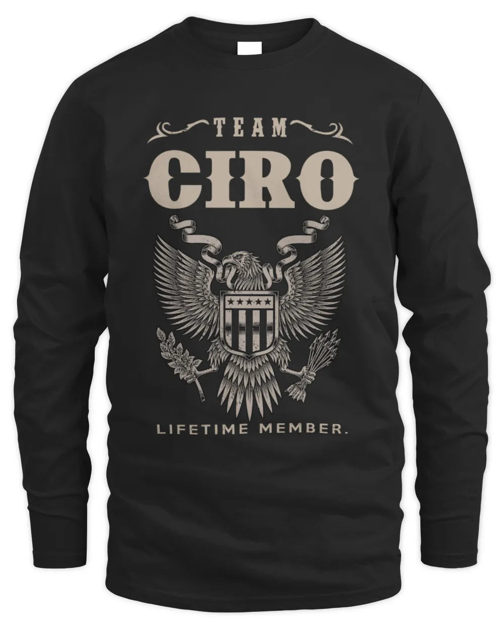 CIRO TP06-K82 – Personalized Classic Style Apparel “Team NAME Lifetime Member” - Men's Long Sleeved T-Shirt - Black