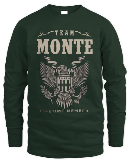 MONTE TP06-K82 – Personalized Classic Style Apparel “Team NAME Lifetime Member” - Men's Long Sleeved T-Shirt - Forest Green