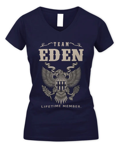 EDEN TP06-K82 – Personalized Classic Style Apparel “Team NAME Lifetime Member” - Women's V-Neck T-Shirt - Navy