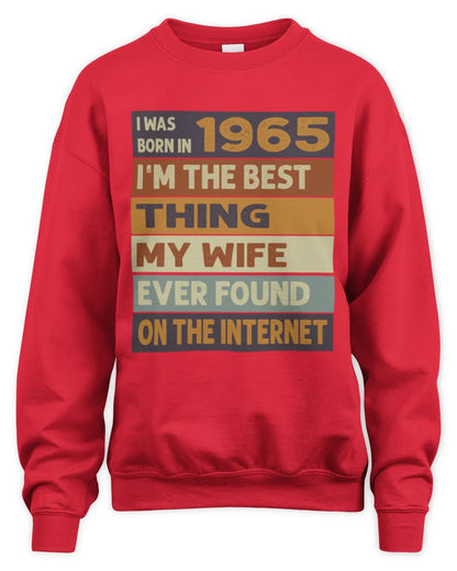 1965 HH89-K2 – Funny Birth Year Wife Quote T-Shirt - Unisex Sweatshirt - Red