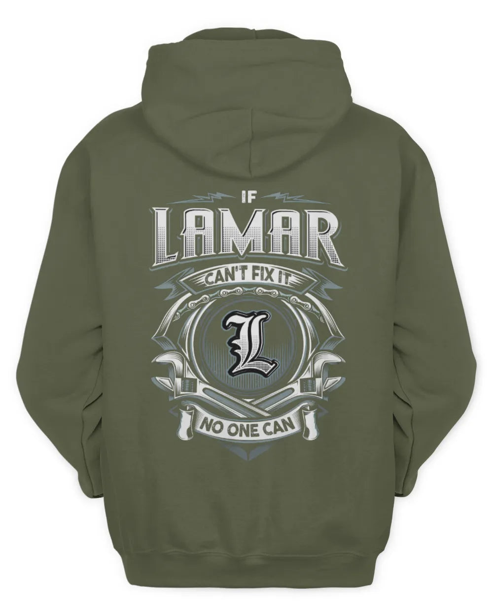 LAMAR AP81-K4-626 - Personalized Ahmed Quote Apparel “If Ahmed Can't Fix It, No One Can” - Unisex Hoodie - Military Green