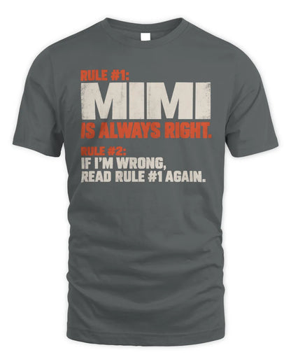 MIMI NP1-H006 
Always Right Personalized Name T-Shirt – Funny Custom Name Shirt - Unisex Standard T-Shirt - Charcoal