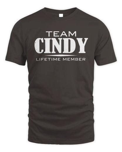 CINDY BL62-K4-128 - Personalized “Team NAME Lifetime Member” - Unisex Standard T-Shirt - Dark Chocolate