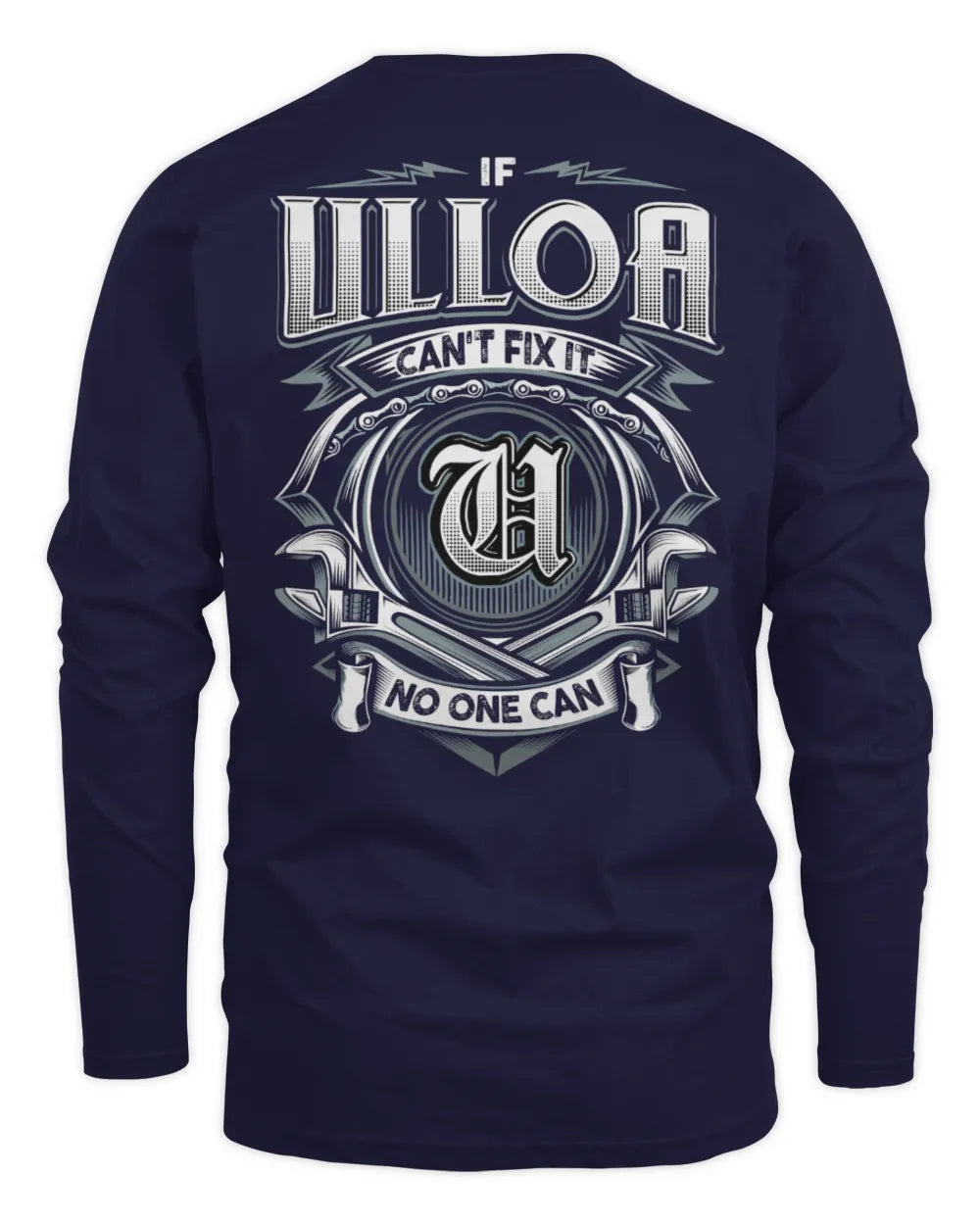 ULLOA AP81-K4-626 - Personalized Ahmed Quote Apparel “If Ahmed Can't Fix It, No One Can” - Men's Long Sleeved T-Shirt - Navy