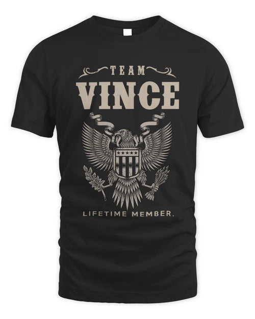 VINCE TP06-K82 – Personalized Classic Style Apparel “Team NAME Lifetime Member” - Unisex Standard T-Shirt - Black