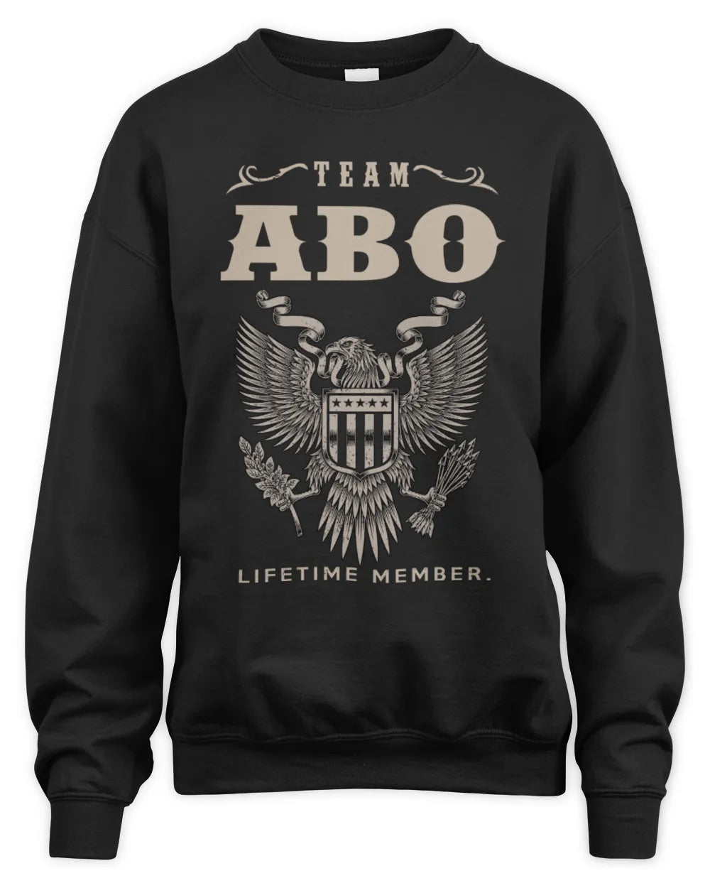 ABO TP06-K82 – Personalized Classic Style Apparel “Team NAME Lifetime Member” - Unisex Sweatshirt - Black