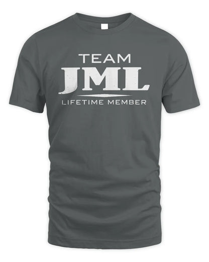 JML BL62-K4-128 - Personalized “Team NAME Lifetime Member” - Unisex Standard T-Shirt - Charcoal