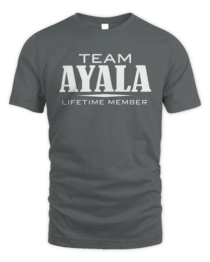 AYALA BL62-K4-128 - Personalized “Team NAME Lifetime Member” - Unisex Standard T-Shirt - Charcoal