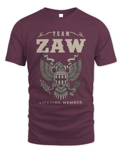 ZAW TP06-K82 – Personalized Classic Style Apparel “Team NAME Lifetime Member” - Unisex Standard T-Shirt - Maroon