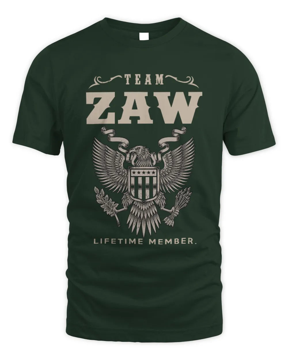 ZAW TP06-K82 – Personalized Classic Style Apparel “Team NAME Lifetime Member” - Unisex Standard T-Shirt - Forest Green