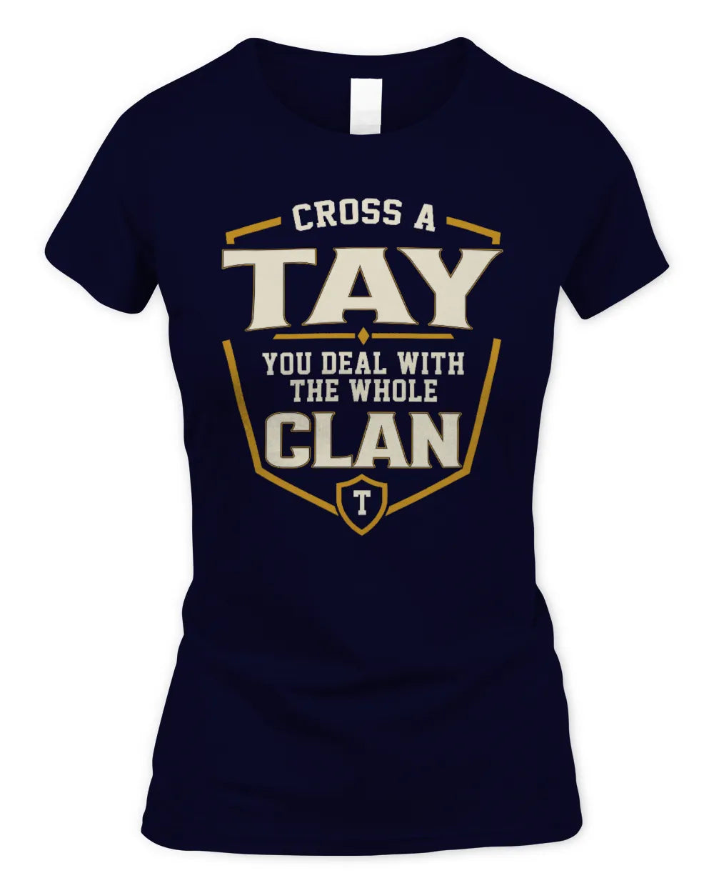 TAY NT1-K008 Cross A/An NAME, You Deal With the Whole Clan | Personalized Vintage T-Shirt - Women's Standard T-Shirt - Navy